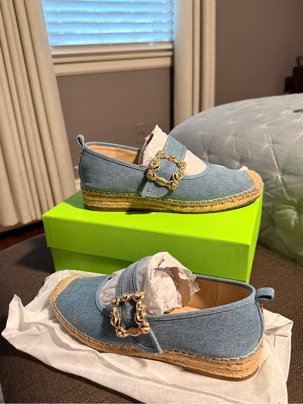 Sam Edelman Blue Denim Espadrille with Gold Buckle